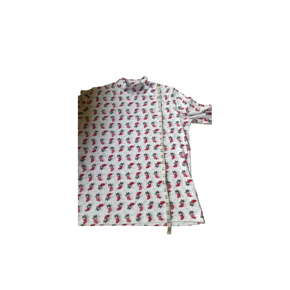 Casting & Smith Women's Christmas Holiday‎ Print Mock Neck Top Festive Fun - Picture 5 of 5